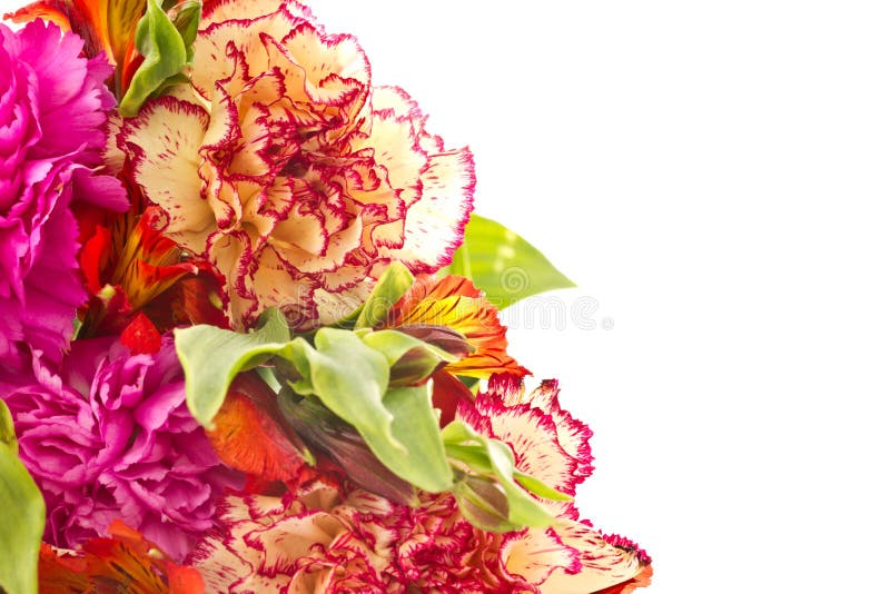 Bouquet of red carnations and chrysanthemums