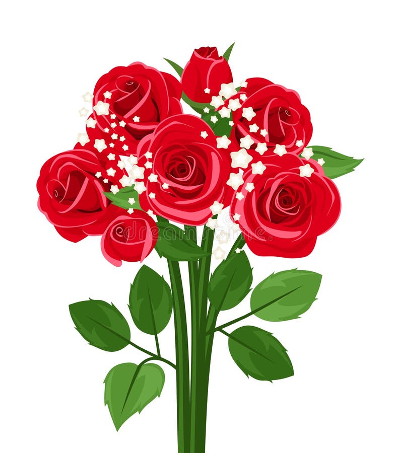 Red Roses Bouquet Vector Illustration Stock Vector Illustration Of