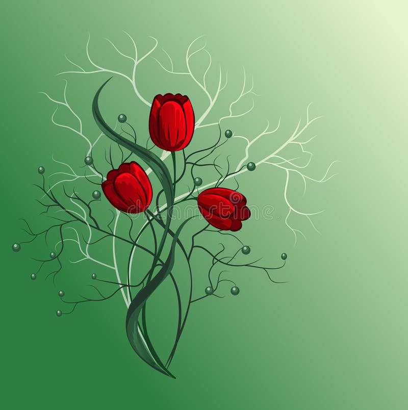 Bouquet with red tulip