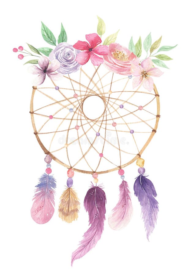 Hand Painted Dreamcatcher Watercolor Bohemian Floral design. Elegant flowers, feathers and leaves, perfect for many versatile uses. Hand Painted Dreamcatcher Watercolor Bohemian Floral design. Elegant flowers, feathers and leaves, perfect for many versatile uses.