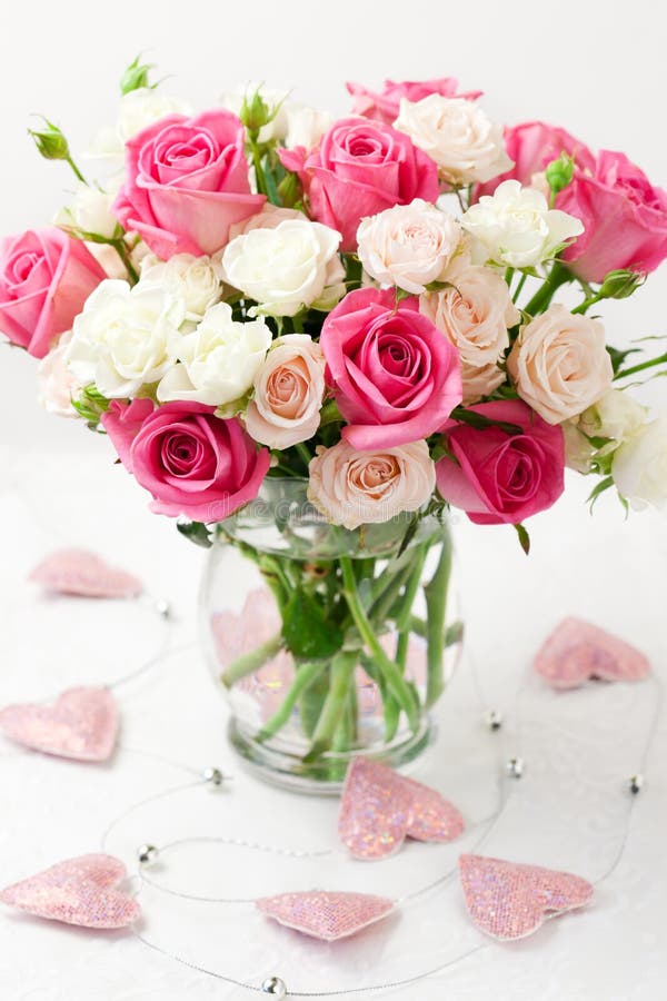 Bouquet of roses in vase