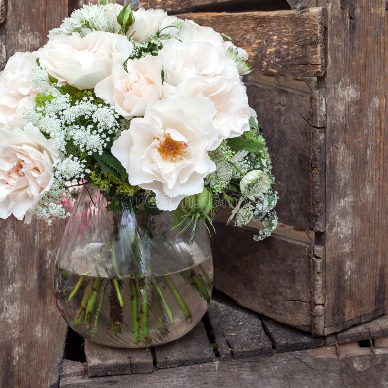 Bouquet of roses on wooden background stock image Bouquet of roses on wooden background stock image