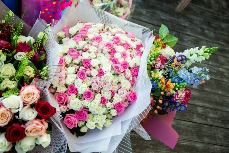 Bouquet of Small Multicolored Roses Stock Photo Image of color