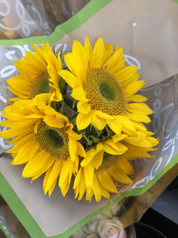 Bouquet Of Sunflowers. Original Wedding Floral Decoration In The Form