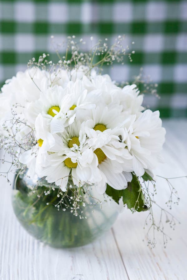 Bouquet of White Flowers on the Kitchen Table Stock Image Image of