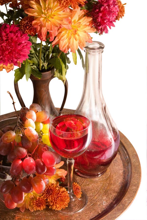 Bouquet and wine stock image. Image of eating, meadow 12136213