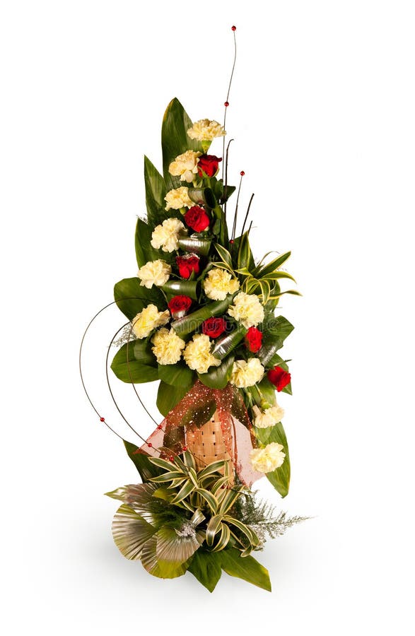Bouquet of yellow and red rose flowers