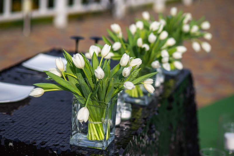 Bouquets of Flowers in Vase on the Wedding Table Stock Photo Image of event, bouquet 253463286