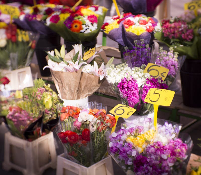 Shop of Varied Flowers on the Street Stock Image - Image of colorful ...