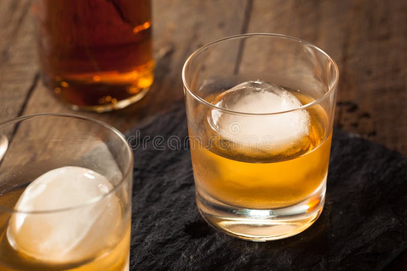 Bourbon Whiskey with a Sphere Ice Cube Stock Photo Image of scottish, drink 57959424