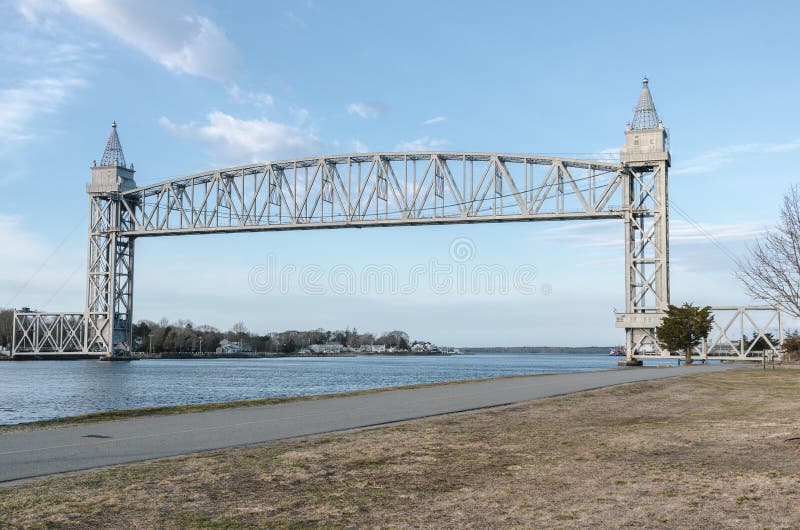 Peaceful scene on bike path near Cape Cod Railroad Bridge