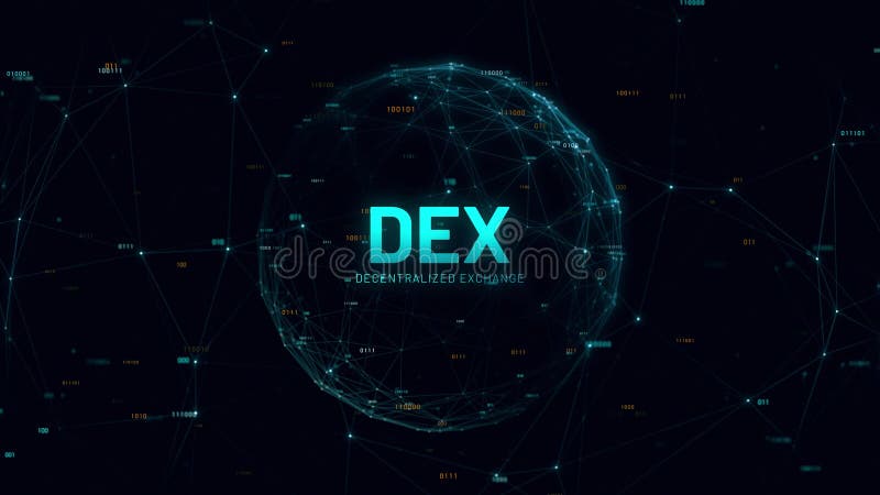 Bourses décentralisées dex cryptomonnaie marché sur un globe numérique tournant illustration stock