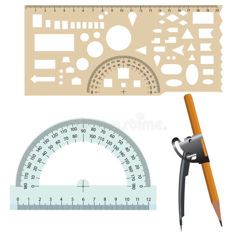 Outils De Mesure Géométrique éléments De Dessin Et Instruments  Mathématiques Placés Sur Une Feuille De Papier Blanc. Retour à L'éc Image  stock - Image du cadre, réflexion: 226591019