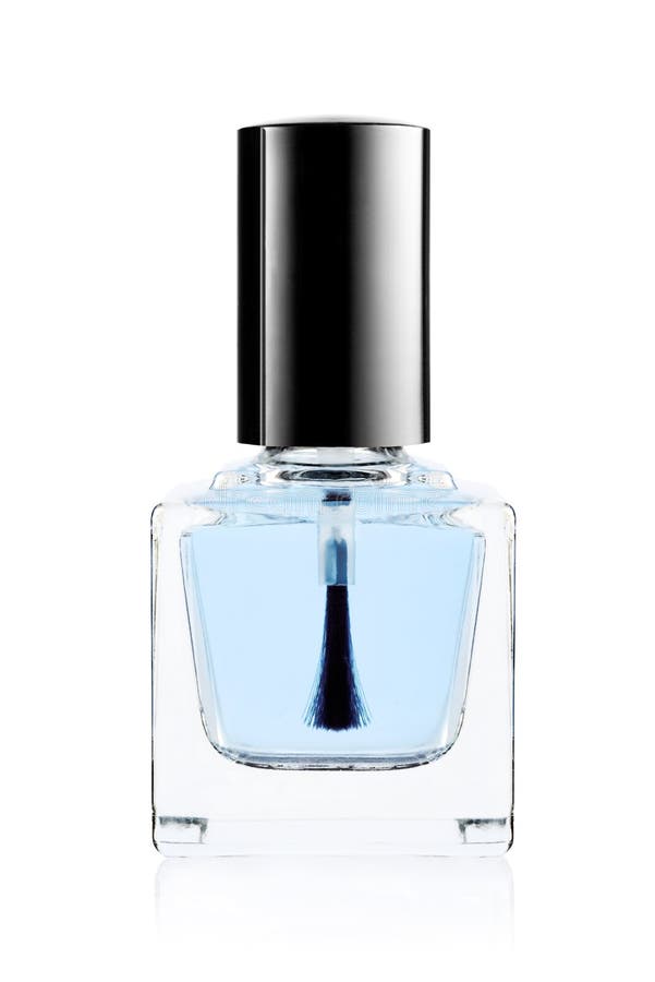 Bouteille bleue de vernis à ongles photographie stock libre de droits Bouteille bleue de vernis à ongles photographie stock libre de droits
