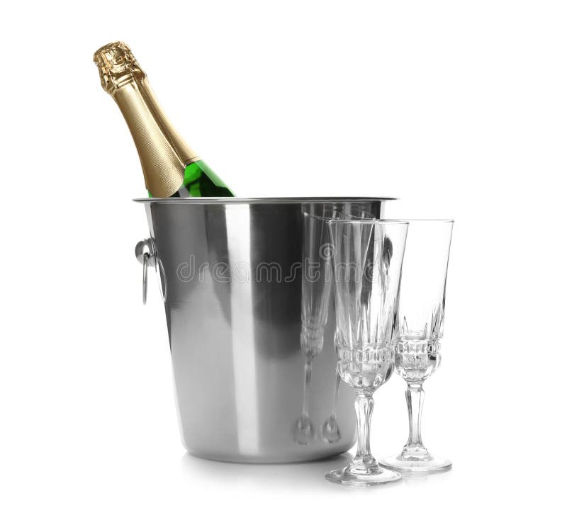 Bouteille de champagne dans le bucke photos stock Bouteille de champagne dans le bucke photos stock