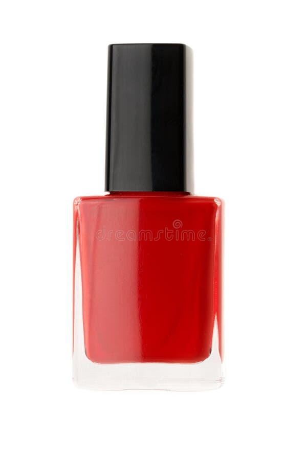 Bottle of red nail polish isolated on a white background. Bottle of red nail polish isolated on a white background.