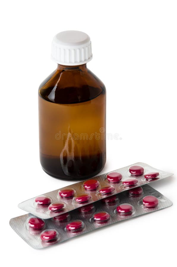 Bouteille du ginseng et de la boursouflure sibériens d'extrait avec des pilules image stock Bouteille du ginseng et de la boursouflure sibériens d'extrait avec des pilules image stock