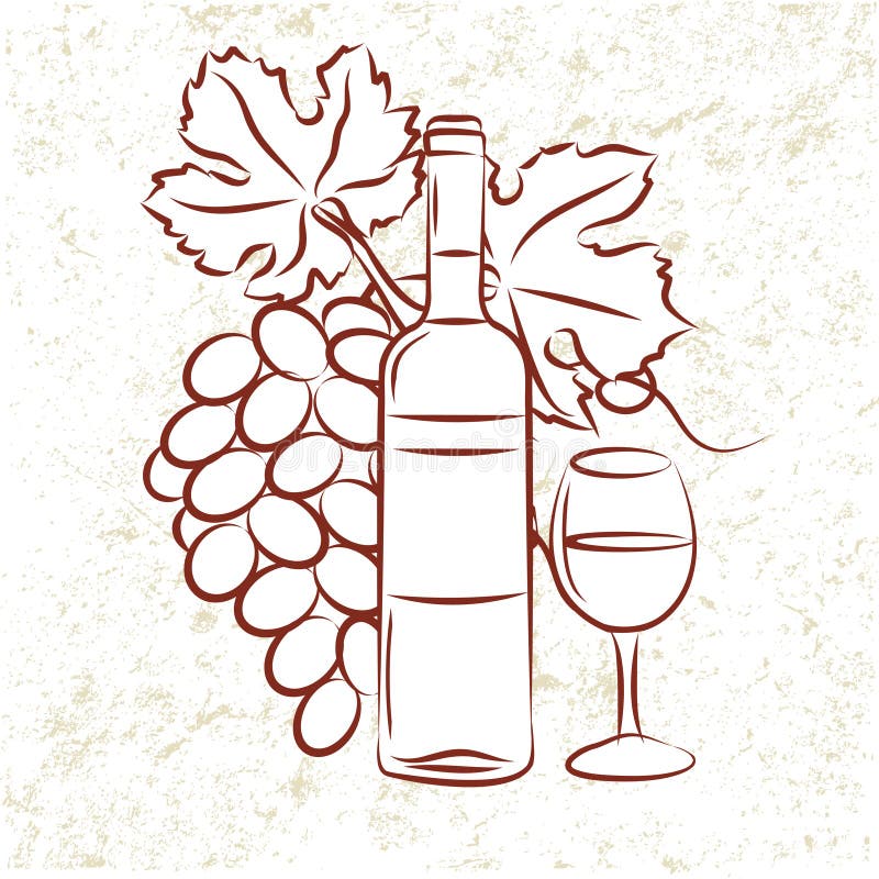 Bouteille et raisins de vin illustration stock Bouteille et raisins de vin illustration stock