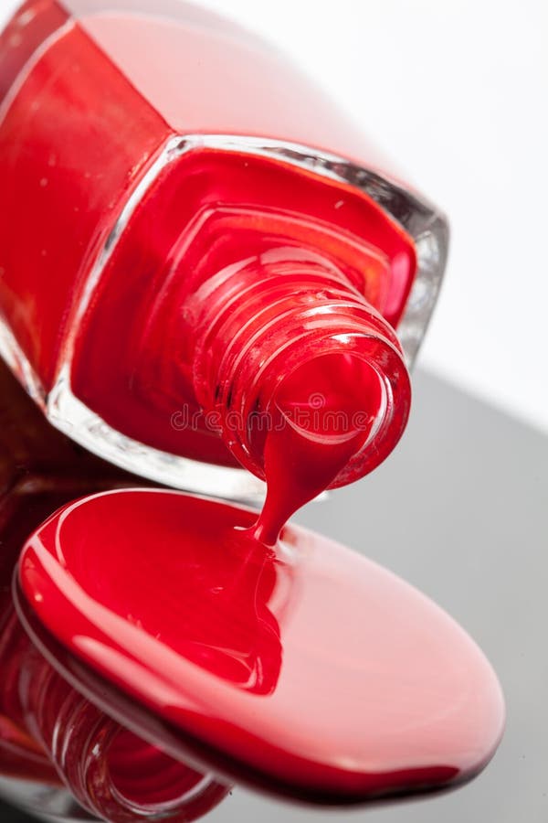 Red nail polish bottle on white. Red nail polish bottle on white