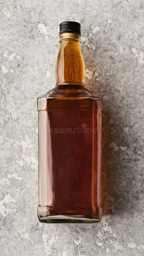 Bouteille Vide Avec Le Whiskey Ou Le Cognac Sur Le Fond En Pierre Photo  stock - Image du rhum, fermer: 126800090