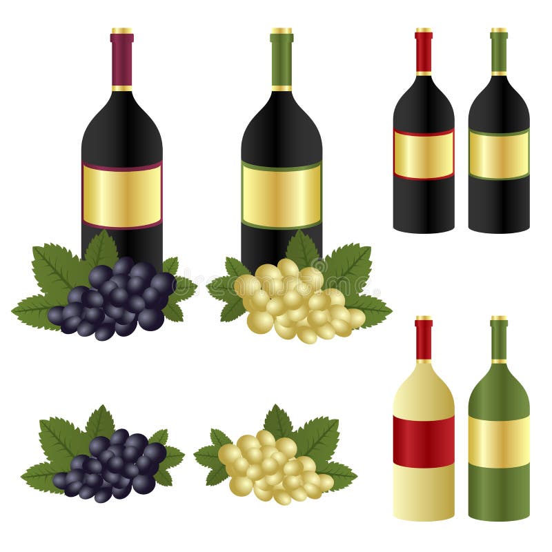 Bouteilles et raisin de vin illustration stock Bouteilles et raisin de vin illustration stock