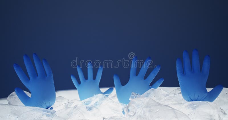Bouteilles plastiques de gants de réchauffement climatique de pollution clips vidéos