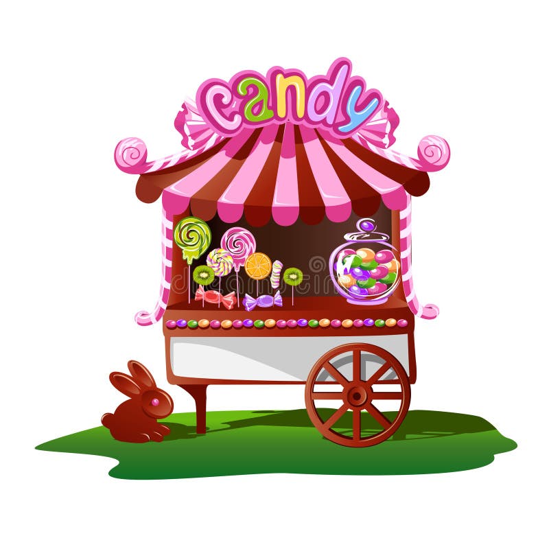 Boutique de sucrerie avec un décor gai illustration stock Boutique de sucrerie avec un décor gai illustration stock