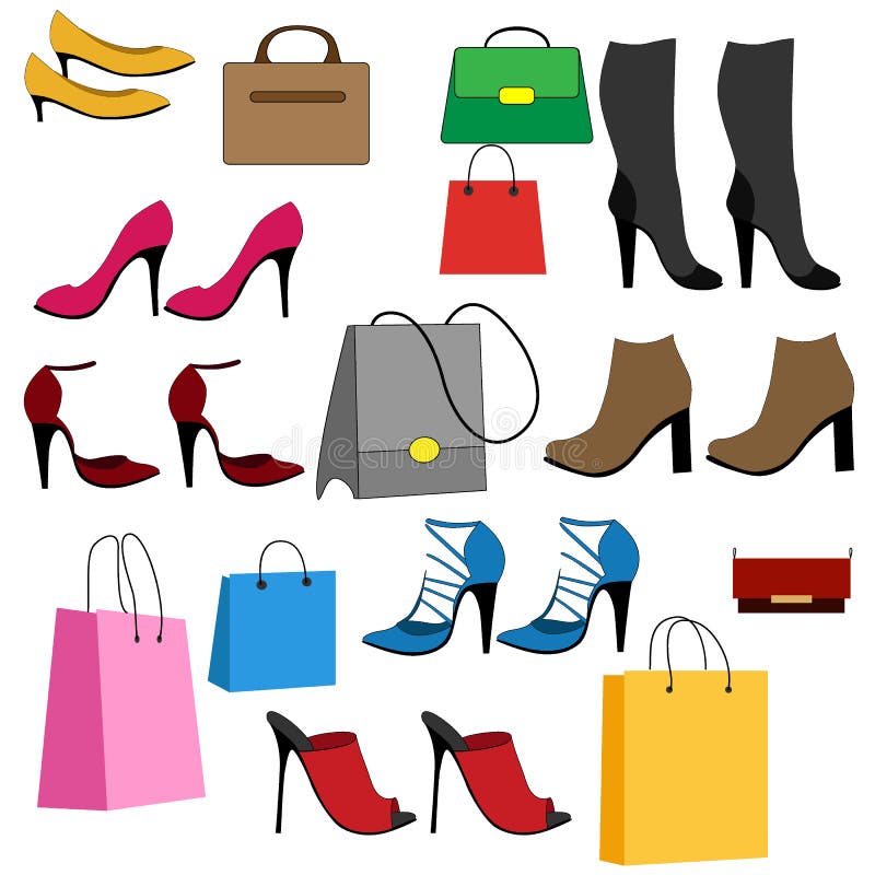 Women Handbags Shoes Stock Illustrations – 169 Women Handbags Shoes ...