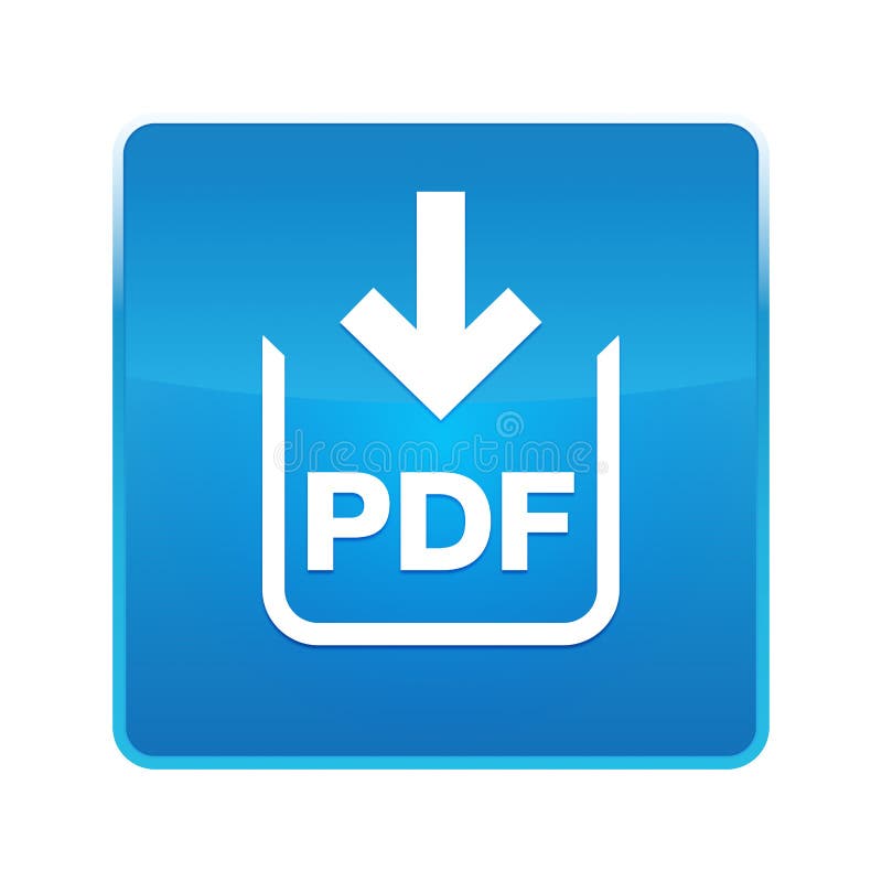 Bouton carré bleu brillant d'icône de téléchargement de document de pdf illustration libre de droits Bouton carré bleu brillant d'icône de téléchargement de document de pdf illustration libre de droits