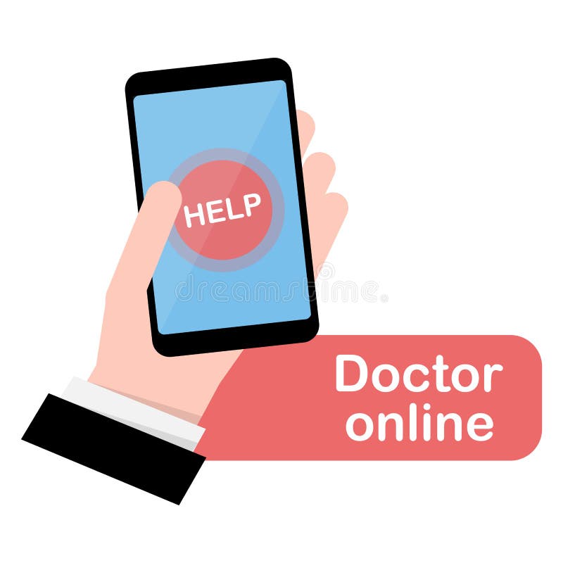 Bouton d'aide, docteur en ligne Téléphone à disposition illustration stock Bouton d'aide, docteur en ligne Téléphone à disposition illustration stock