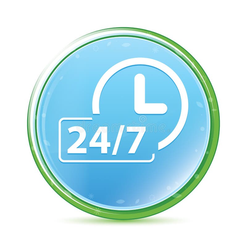 24/7 bouton rond bleu cyan d'aqua naturel d'ic?ne d'horloge illustration de vecteur 24/7 bouton rond bleu cyan d'aqua naturel d'ic?ne d'horloge illustration de vecteur