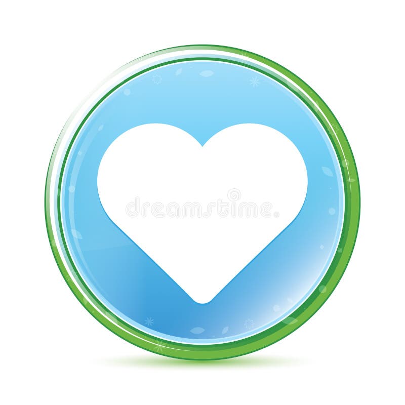 Bouton rond bleu cyan d'aqua naturel d'icône de coeur illustration libre de droits Bouton rond bleu cyan d'aqua naturel d'icône de coeur illustration libre de droits