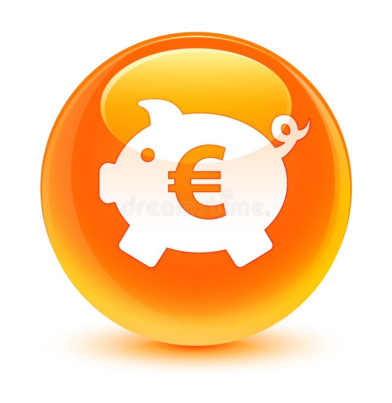 Bouton rond orange vitreux d'euro icône de signe de tirelire illustration libre de droits Bouton rond orange vitreux d'euro icône de signe de tirelire illustration libre de droits