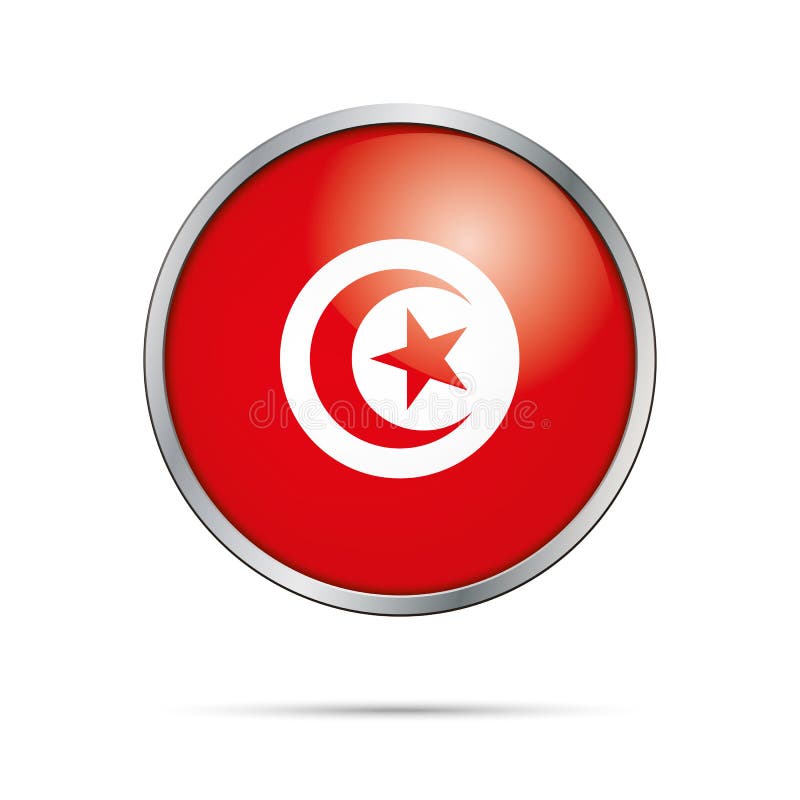 Bouton Tunisie  de drapeau  illustration stock Illustration 