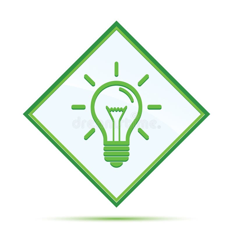 Bouton vert abstrait moderne de diamant d'icône d'ampoule illustration stock Bouton vert abstrait moderne de diamant d'icône d'ampoule illustration stock