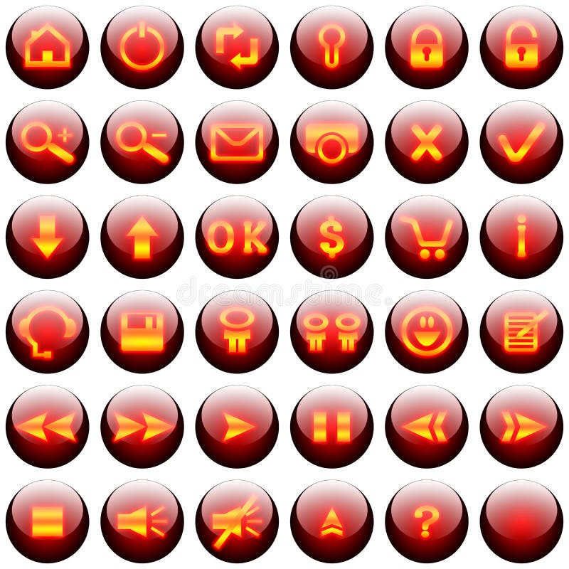 boutonne le Web réglé de rouge illustration de vecteur boutonne le Web réglé de rouge illustration de vecteur