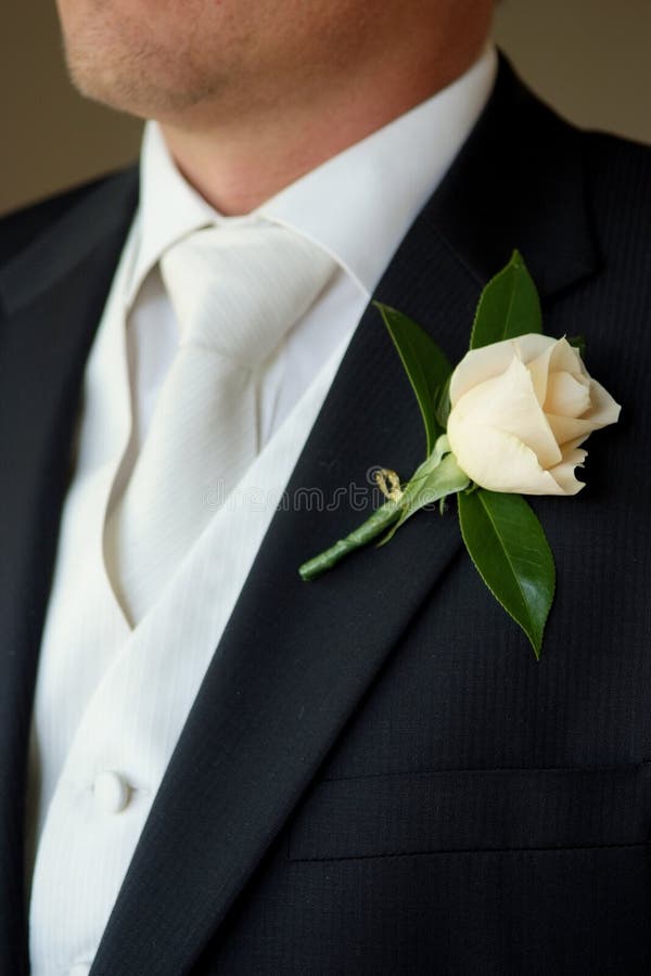 Boutonniere da portare dello sposo fotografie stock libere da diritti Boutonniere da portare dello sposo fotografie stock libere da diritti
