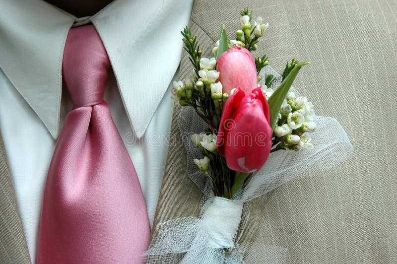 Boutonniere and Pink Tie stock images Boutonniere and Pink Tie stock images