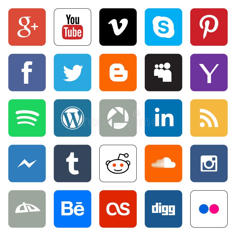 Boutons sociaux de Web de media illustration libre de droits Boutons sociaux de Web de media illustration libre de droits