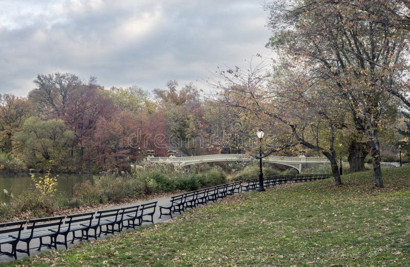 Bow Bridge In Late Autumn Stock Photo Image Of Lamp 63000200