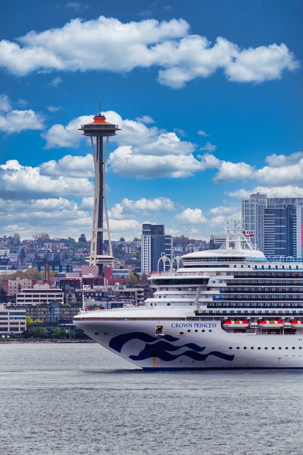 Bow of Cruise Ship and Space Needle Editorial Photography - Image of ...