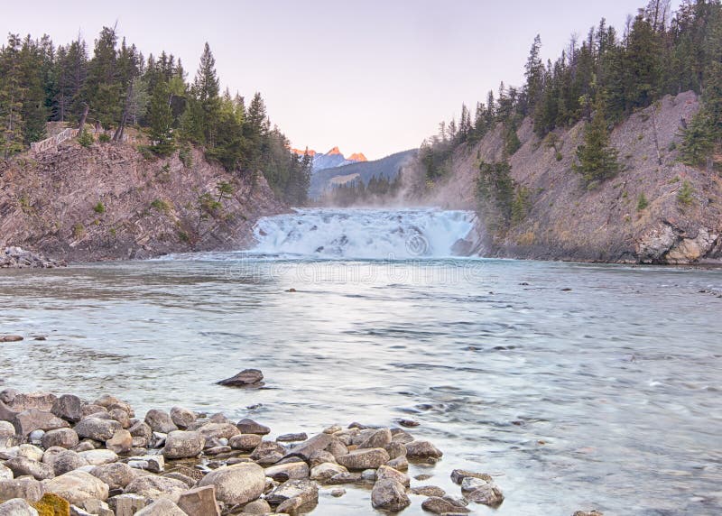 Bow Falls at First Light, Banff, Alberta, Canada Stock Image Image of alpine, mist 46845259