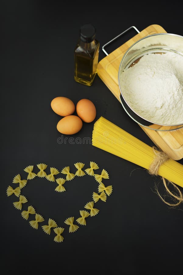 Bow pasta and spaghetti on the whiteboard for drawing. Italian pasta spaghett stock images, royalty-free photos and pictures