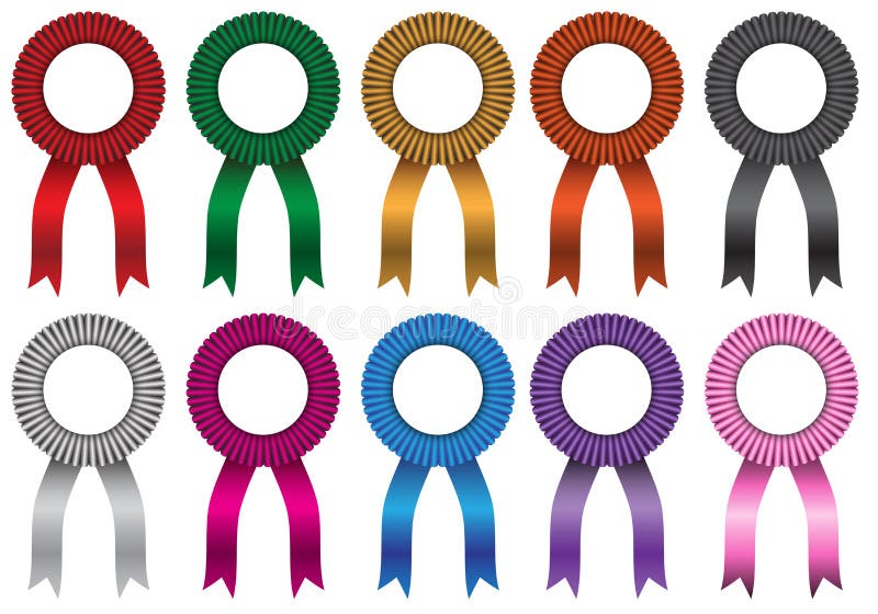 Bow ribbon colors set collection with white circle blank isolated vector stock illustration Bow ribbon colors set collection with white circle blank isolated vector stock illustration