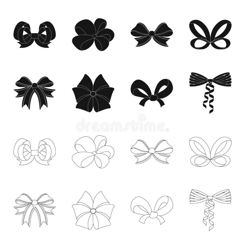 Bow, ribbon, decoration, and other web icon in black,outline style. Gift, bows, node, icons in set collection.