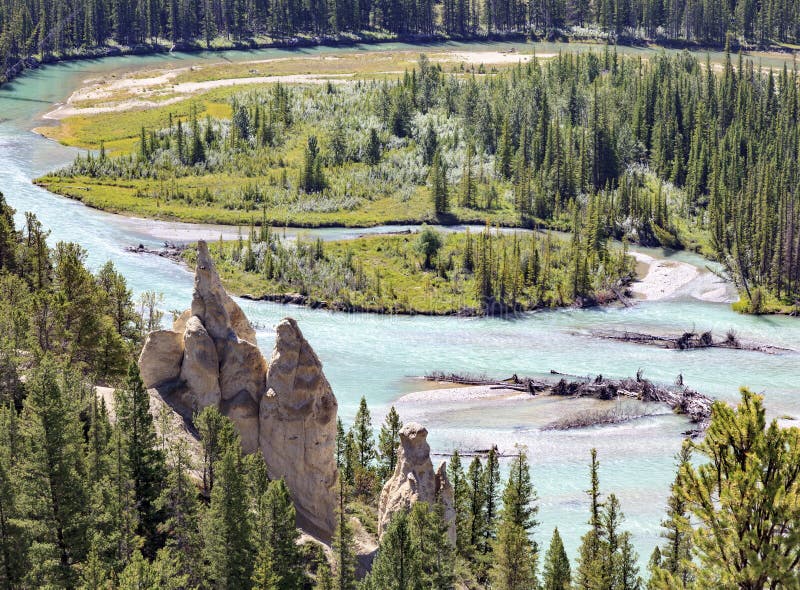 Bow river at Hoodoos trail stock photo. Image of sediments 98913230