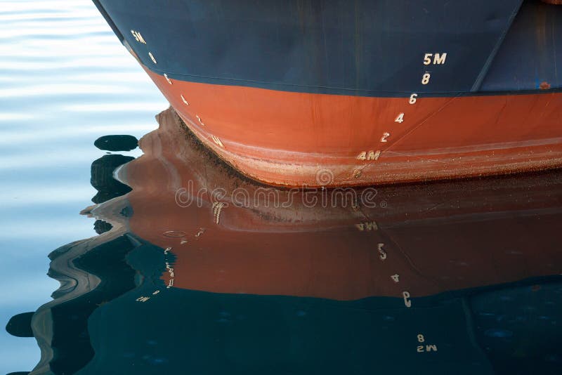 Bow of a ship with draft scale numbering