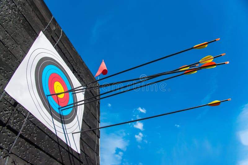 Bow target and blue sky. stock image. Image of concept 118557985