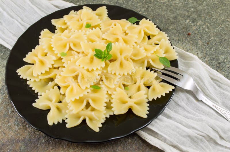 Bow Tie Farfalle Pasta Served on a Plate Stock Image Image of diet