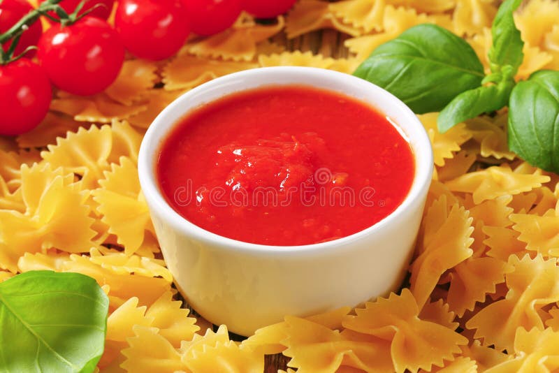 Bow tie pasta and tomato passata